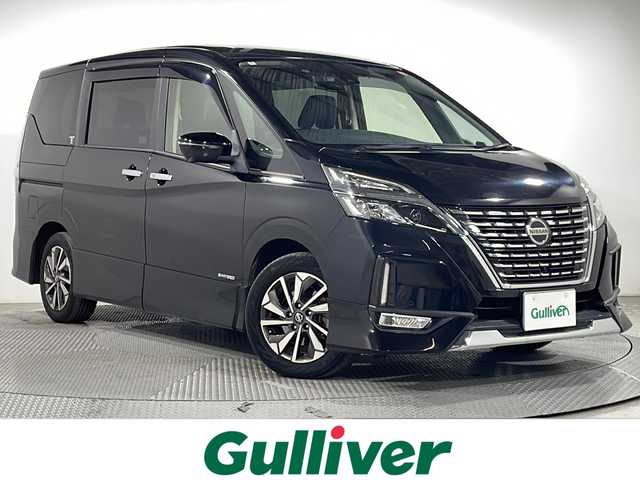 日産 セレナ ハイウェイスター G 広島県 2020(令2)年 4.9万km ダイヤモンドブラック 禁煙車/純正１０型ナビ/アラウンドビューモニター/後席フリップダウンモニター/シートヒーター/インテリジェントルームミラー/プロパイロット/パーキングアシスト/両側パワースライドドア/ステアリングヒーター/ブラインドスポットモニター/ＥＴＣ/ドラレコ/コーナーセンサー/衝突軽減/レーンキープアシスト/LEDヘッドライト/踏み間違い防止/純正16インチアルミホイール(195/60/R16)/エアバッグ(運転席/助手席/サイド/カーテン)