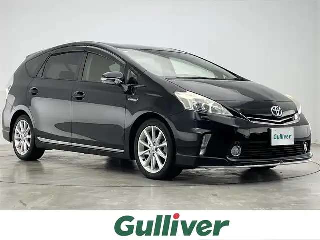 トヨタ プリウス α S ツーリングセレクション 滋賀県 2013(平25)年 7.4万km ブラック 純正8インチナビ/(CD/DVD/Bluetooth/フルセグTV)/バックカメラ/モデリスタエアロパーツ/モデリスタマフラー/モデリスタローダウンスプリング/純正LEDヘッドライト/純正17インチアルミホイール/盗難防止装置/ETC/スマートキー/スペアキー1本