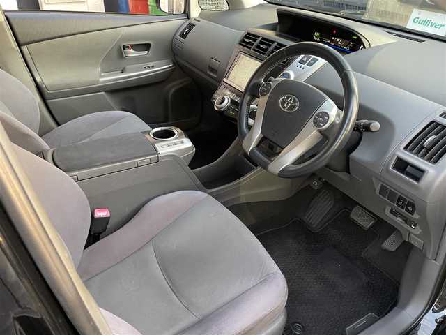 トヨタ プリウス α S ツーリングセレクション 滋賀県 2013(平25)年 7.4万km ブラック 純正8インチナビ/(CD/DVD/Bluetooth/フルセグTV)/バックカメラ/モデリスタエアロパーツ/モデリスタマフラー/モデリスタローダウンスプリング/純正LEDヘッドライト/純正17インチアルミホイール/盗難防止装置/ETC/スマートキー/スペアキー1本