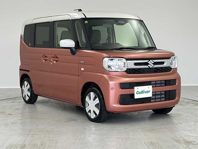 スズキ スペーシア HYBRID X 茨城県 2023(令5)年 0.1万km コーラルオレンジメタリック/ソフトベージュメタリック 追従型クルーズコントロール /ブレーキホールド /衝突被害軽減ブレーキ /両側パワースライドドア /オートライト /ハイビームアシスト /シートヒーター /標識認識機能 /低車速支援 /発信お知らせ /禁煙車