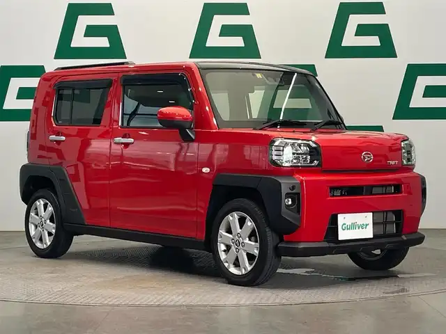 ダイハツ タフト G 鹿児島県 2020(令2)年 3.2万km コンパーノレッド 純正ナビ（フルセグTV・BT・AM・FM）/バックカメラ/ガラスルーフ/スマートアシスト/電動パーキングブレーキ/ステアリモコン/オートホールド/横滑り防止装置/レーンキープアシスト/純正ドアバイザー/レザー調整シートカバー/LEDヘッドライト/フロントフォグランプ/シートヒーター（運転席・助手席）/禁煙車