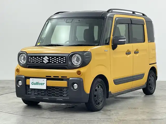 スズキ スペーシア ギア HYBRID XZターボ 群馬県 2019(平31)年 7.6万km アクティブイエロー/ガンメタリック2トーン ナビ　両側電動スライドドア　パドルシフト  衝突被害軽減ブレーキ　クルーズコントロール　ETC ドラレコ　LEDヘッドライト　オートライト　スマートキー　ルーフレール　リヤサーキュレーター
