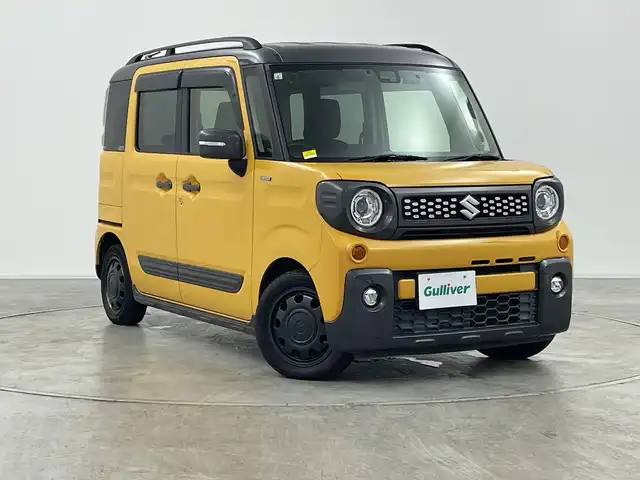 スズキ スペーシア ギア HYBRID XZターボ 群馬県 2019(平31)年 7.6万km アクティブイエロー/ガンメタリック2トーン ナビ　両側電動スライドドア　パドルシフト  衝突被害軽減ブレーキ　クルーズコントロール　ETC ドラレコ　LEDヘッドライト　オートライト　スマートキー　ルーフレール　リヤサーキュレーター