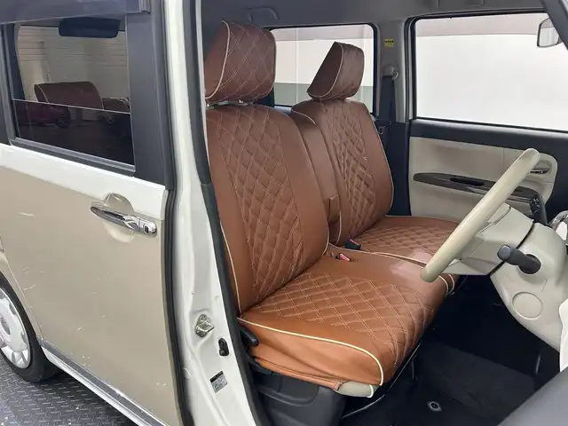 ダイハツ ムーヴ キャンバス G メイクアップ リミテッド　SAⅢ 愛媛県 2019(令1)年 4.7万km パールホワイトⅢ/ナチュラルベージュマイカメタリック 2トーン スマートアシスト3/衝突回避支援ブレーキ/衝突警報機能/車線逸脱警報機能/誤発進抑制制御機能/オートハイビーム機能/社外メモリーナビ/全方位カメラ/ワンセグテレビ/Bluetooth/両側パワースライドドア/スマートキー /LEDヘッドライト/革調シートカバー