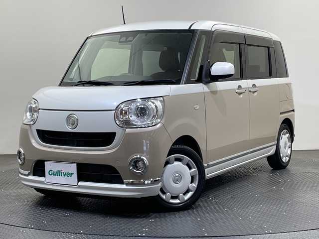 ダイハツ ムーヴ キャンバス G メイクアップ リミテッド　SAⅢ 愛媛県 2019(令1)年 4.7万km パールホワイトⅢ/ナチュラルベージュマイカメタリック 2トーン スマートアシスト3/衝突回避支援ブレーキ/衝突警報機能/車線逸脱警報機能/誤発進抑制制御機能/オートハイビーム機能/社外メモリーナビ/全方位カメラ/ワンセグテレビ/Bluetooth/両側パワースライドドア/スマートキー /LEDヘッドライト/革調シートカバー