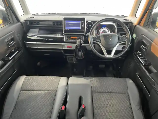 スズキ スペーシア カスタム HYBRID XS ターボ 福岡県 2019(令1)年 5万km アクティブイエロー/ブラック2トーンルーフ ・デュアルセンサーブレーキサポート /・Stradaナビ（CN-RE06WD）/・フルセグTV /・パドルシフト /・両側パワースライドドア /・後席サーキュレーター /・LEDヘッドライト/フォグランプ /・D席シートヒーター /・クルーズコントロール/・オートライト/・スマートキー/プッシュスタート/・ETC