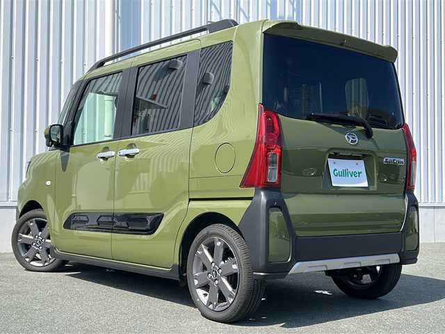ダイハツ タント ファンクロスターボ 三重県 2023(令5)年 1.2万km フォレストカーキメタリック 社外ナビ/全周囲カメラ/両側パワースライドドア/コーナーセンサー/衝突軽減ブレーキ/スペアキー/LEDヘッドライト/前席シートヒーター/オートライト/純正フロアマット/純正アルミホイール/アイドリングストップ/電動格納ミラー/禁煙車