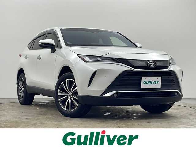 トヨタ ハリアー G 秋田県 2021(令3)年 2.7万km ホワイトパールクリスタルシャイン ４WD/純正ナビ/　(FM/AM/AUX/USB/Bluetooth/フルセグテレビ)/バックカメラ/ビルトインETC/横滑り防止装置/レーンキープアシスト/前後コーナーセンサー/レーダークルーズコントロール/LEDライト/オートライト/オートマチックハイビーム/純正アルミホイール/純正ドアバイザー/パワーバックドア/ミラーヒーター/デジタルインナーミラー/パーキングサポートブレーキ/スペアキー/フロアマット/オートエアコン/デュアルエアコン/ステアリングリモコン/プッシュスタート/スマートキー/電動格納ミラー/ウインカーミラー