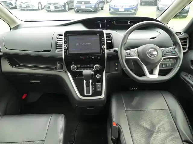 日産 セレナ ハイウェイスターVセレクションⅡ 愛知県 2019(平31)年 4.9万km ダイヤモンドブラック エマージェンシーブレーキ/プロパイロット/インテリジェントクルーズコントロール/ハンスフリー両側パワースライドドア/純正SDナビ/地デジTV/【BD/DVD/CD再生機能　Bluetooth接続】/アラウンドビューモニター/フリップダウンモニター/ドライブレコーダー（DJ4-D）/革巻きステアリング/ステアリングスイッチ/ETC/LEDヘッドライト/フォグライト/ウインカーミラー/コーナーセンサー/純正16インチアルミホイル/サイド/カーテンエアバッグ/インテリジェントキー
