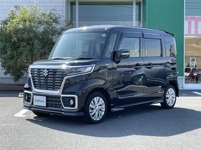 スズキ スペーシア カスタム HYBRID GS 岡山県 2019(令1)年 3.6万km ブルーイッシュブラックパール3 オーディオ（Bluetooth）/プッシュスタート/マイルドハイブリッド/両側スライドドア/片側パワースライド/純正フロアマット/スリムサーキュレーター/アイドリングストップ/LEDライト/電動格納ミラー