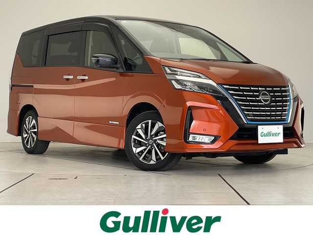 日産 セレナ e－パワー ハイウェイスター V 愛知県 2020(令2)年 4.6万km サンライズオレンジ/ダイヤモンドブラック プロパイロット/純正10型ナビ/フリップダウンモニター/両側パワースライドドア/レーダークルーズコントロール/シートヒーター/純正アルミホイール/ＥＴＣ/LEDヘッドライト/ドライブレコーダー/ステアリングヒーター/ブラインドスポットモニター/衝突軽減システム/フルセグ/CD DVD/Bluetooth/ステアリングスイッチ/スマートキー/プッシュスタート