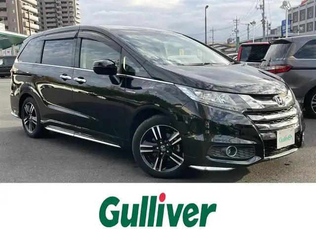 ホンダ オデッセイ ハイブリッド e:HEVアブソルート 島根県 2017(平29)年 4.9万km クリスタルブラックパール 社外ナビ/フルセグTV　/ＤＶＤ再生/Ｂｌｕｅｔｏｏｔｈ接続　/フリップダウンモニター　/両側パワースライドドア　/バックカメラ　/ＥＴＣ　/前後ドライブレコーダー　/アダプティブクルーズコントロール　/衝突軽減ブレーキ　/スマートキー　/純正ＬＥＤヘッドライト　/純正１７インチアルミホイール/純正フロアマット/保証書・取扱説明書/スペアキー1本