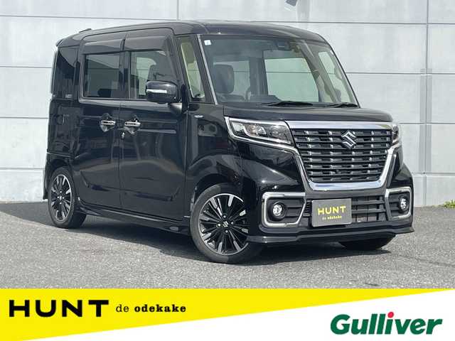 スズキ スペーシア カスタム HYBRID XS ターボ 奈良県 2019(平31)年 1.6万km ブルーイッシュブラックパール3 セーフティサポート/・衝突軽減ブレーキ/レーンキープアシスト/・誤発進抑制/誤後進抑制/・先行車発進お知らせ/ふらつき警告/・コーナーセンサー(後)/後退時ブレーキサポート/・ハイビームアシスト/純正メモリナビ(AVIC-RWS901)/・フルセグ/BT/DVD/CD/USB/全方位カメラ/ステアリングスイッチ/パドルシフト/ヘッドアップディスプレイ/ETC/両側パワースライドドア/LEDヘッドライト/オートライト/フォグライト/スマートキー/プッシュスタート/純正フロアマット/純正15インチAW