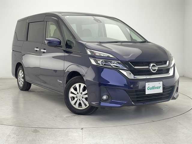 日産 セレナ G 千葉県 2016(平28)年 6.9万km アズライトブルー 純正９インチナビ/ＣＤ／ＤＶＤ／ブルーレイ/クルーズコントロール/車線逸脱警報/エマージェンシー/両側パワスラ/純正フリップダウンモニター/ビルトインＥＴＣ/オートライト/フォグランプ/ＬＥＤライト/後席ＵＳＢ端子/ロールサンシェード/シートバックテーブル/フロアマット/ドアバイザー