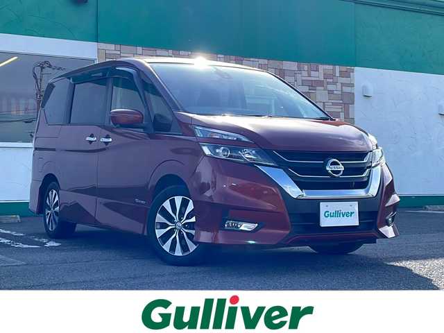 日産 セレナ ハイウェイスター Vセレクション 徳島県 2017(平29)年 4.6万km マルーンレッド 純正9型SDナビ　MM516D-L/（ラジオ/フルセグ/DISC/BT/SD/iPod）/11型フリップダウンモニター/全方位カメラ/プロパイロット/追従式クルーズコントロール/デジタルインナーミラー/駐車支援/両側電動スライドドア/LEDヘッドライト/オートライト/前後コーナーセンサー/標識検知/エマージェンシーブレーキ/純正16インチアルミホイール/アイドリングストップ/スマートキー