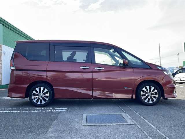 日産 セレナ ハイウェイスター Vセレクション 徳島県 2017(平29)年 4.6万km マルーンレッド 純正9型SDナビ　MM516D-L/（ラジオ/フルセグ/DISC/BT/SD/iPod）/11型フリップダウンモニター/全方位カメラ/プロパイロット/追従式クルーズコントロール/デジタルインナーミラー/駐車支援/両側電動スライドドア/LEDヘッドライト/オートライト/前後コーナーセンサー/標識検知/エマージェンシーブレーキ/純正16インチアルミホイール/アイドリングストップ/スマートキー
