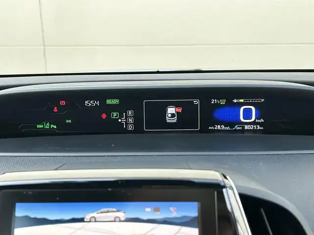 トヨタ プリウス ＰＨＶ A レザーパッケージ 茨城県 2017(平29)年 8.1万km スピリテッドアクアメタリック ワンオーナー/11.6インチタッチディスプレイナビ/（AM/FM/Bluetooth/フルセグ/iPod/AUX)/バックカメラ/セーフティセンス/・プリクラッシュセーフティ/・レーンディパーチャーアラート/・アダプティブハイビームシステム/・レーダークルーズコントロール/オプション17インチ純正アルミホイール/ブラインドスポットモニター/パーキングアシスト/ステアリングヒーター/快適温熱シート/インテリジェントクリアランスソナー/シンプルインテリジェントパーキングアシスト/LEDヘッドライト/パワーシート/ビルトインETC2.0/トノカバー/新車時保証書/充電ケーブル