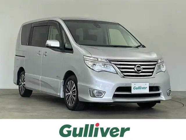 日産 セレナ HWS S HV Vセレ +SeftyⅡ 千葉県 2015(平27)年 6.4万km ブリリアントシルバー 禁煙車/エマージェンシーブレーキ/両側電動ドア/純正８インチメモリナビ/・型番：MM515D-L/・CD/DVD/AUX/USB/Bluetooth/フルセグTV/・アラウンドビューモニター/・ビルトインETC/クルーズコントロール/革巻きステアリング/・ステアリングスイッチ/純正フロアマット/純正１６インチAW/オートライト/・LEDヘッドライト/・フォグランプ