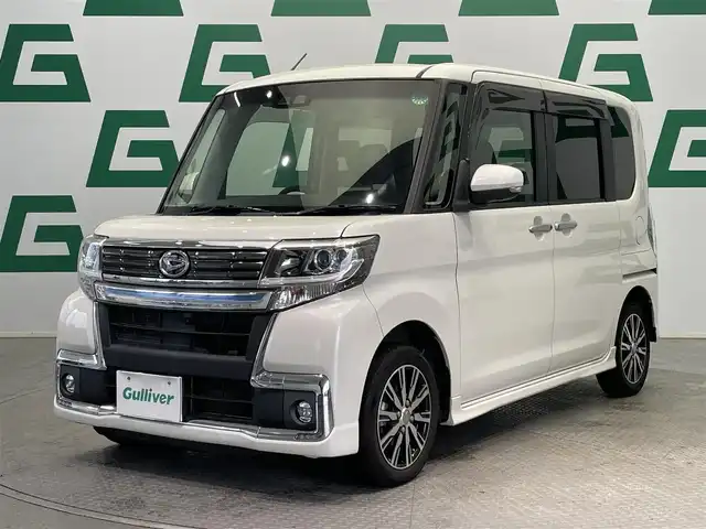 ダイハツ タント カスタムX トップED VS SAⅢ 鹿児島県 2019(平31)年 8.5万km パールホワイトⅢ ワンオーナー　/禁煙車　/純正ナビ(CD/DVD/フルセグTV/Bluetooth)　/全方位カメラ　/スマートアシスト3/両側パワースライドドア　/横滑り防止　/LEDヘッドライト/運転席シートヒーター　/ＥＴＣ　/ドライブレコーダー　/コーナーセンサー　/純正アルミホイール/オートライト/オートマチックハイビーム