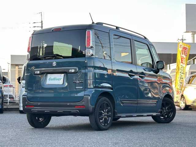 スズキ スペーシア ギア HYBRID XZターボ 愛知県 2022(令4)年 4.4万km デニムブルー ガンメタリック 2トーン /禁煙//純正ナビ/フルセグ/CD/DVD/BT/USB/ACP/AA///全方位カメラ/両側パワースライドドア//レーダークルーズコントロール/レーンキープアシスト//衝突軽減システム/前後誤発進/ふらつき警報//先行者発進告知/HUD/クリアランスソナー//オートリトラウィンカーミラー//シートヒーター//プッシュスタート/スマートキー//LEDヘッドライト/LEDフォグ//オートライト/オートハイビーム//革巻きステアリング/ステアリングスイッチ//パドルシフト//ビルトインETC/アイドリングストップ//横滑り防止システム//前席バニティミラー/ルーフレール//純正14インチAW//純正フロアマット/ドアバイザー//新車時保証書//取扱説明書//スペアスマートキー有