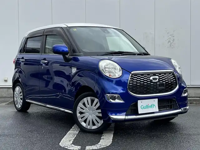 ダイハツ キャスト スタイル X SAⅡ 三重県 2016(平28)年 4.7万km ディープブルークリスタルマイカ デザインフィルムトップ(ホワイトルーフ)/ナビ（Bluetooth/地デジTV/AM/FM/CD/DVD/MSV/SD）/スマートアシスト２（衝突回避支援ブレーキ/衝突警報/車線逸脱警報/誤発進抑制制御/後方誤発進抑制制御/先行車発進お知らせ）/ハロゲンヘッドライト/オートライト/キーフリーシステム/プッシュスタート/スペアキー/アイボリー/グレーツートーンスエード調ファブリックシート/自発光式2連アナログメーター/マルチインフォメーションディスプレイ/レッドレンズリアコンビネーションランプ/ウレタン製ステアリングホイール/シフトノブ/オートエアコン/シルバーセンターパネル/無塗装オーディオパネル/無塗装エアコン吹出口ノブ/メッキサイドステップモール/リアスポイラー/メッキモール付リアバンパー/165/55Ｒ15タイヤ/15インチフルホイールキャップ