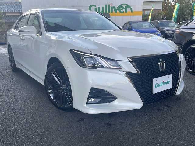 トヨタ クラウン アスリート S-T 東京都 2016(平28)年 7.6万km ホワイトパールクリスタルシャイン ワンオーナー/TコネクトSDナビゲーションシステム/・地デジTV/・Blu-ray/・DVD/・CD/・USB/AUX端子/・音声ガイダンス付バックガイドモニター/バックカメラ/クルーズコントロール/パワーシート（運転席/助手席）/ボディ同色ドアミラー（電動オート格納機能/ヒーター）/雨滴感応式オートワイパー/革巻きステアリング/パドルシフト/電動チルト/ナノイー付左右独立温度調整オートエアコン/エアコン吹出口スイング機能/ブラックファブリックシート/スマートエントリー/スタートシステム/新車時保証書/取扱説明書