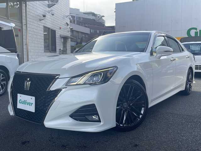 トヨタ クラウン アスリート S-T 東京都 2016(平28)年 7.6万km ホワイトパールクリスタルシャイン ワンオーナー/TコネクトSDナビゲーションシステム/・地デジTV/・Blu-ray/・DVD/・CD/・USB/AUX端子/・音声ガイダンス付バックガイドモニター/バックカメラ/クルーズコントロール/パワーシート（運転席/助手席）/ボディ同色ドアミラー（電動オート格納機能/ヒーター）/雨滴感応式オートワイパー/革巻きステアリング/パドルシフト/電動チルト/ナノイー付左右独立温度調整オートエアコン/エアコン吹出口スイング機能/ブラックファブリックシート/スマートエントリー/スタートシステム/新車時保証書/取扱説明書