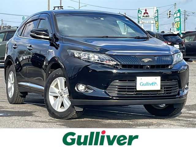 トヨタ ハリアー ハイブリッド プレミアム アドバンスドP 道央・札幌 2014(平26)年 11.4万km ブラック ４WD/純正SDナビ/AM/FM/BT/CD/SD/フルセグ/トヨタセーフティセンス/衝突被害軽減ブレーキ/横滑り防止装置/レーダークルーズコントロール/レーンキープアシスト/クリアランスソナー/バックカメラ/サイドカメラ/フロントカメラ/全方位カメラ/アラウンドビューモニター/ビルトインETC/アイドリングストップ/EVMODE/ECOMODE/パワーバックドア/D席パワーシート/レザーシート/革巻きステアリング/ステアリングリモコン/自動防眩ミラー/MTモード付AT/プッシュスタート/スマートキー/LEDヘッドライト/オートライト/オートマチックハイビーム/フォグランプ/電動格納ミラー/ウィンカーミラー/純正フロアマット/ドアバイザー/純正AW付夏タイヤ積込/235/55/R18/2022年/山5mm