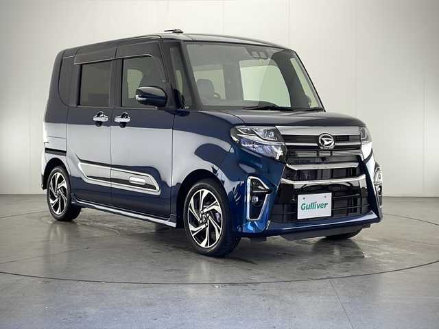 ダイハツ タント カスタム RS スタイルセレクション 宮崎県 2022(令4)年 4万km ブラックマイカメタリック/レーザーブルークリスタルシャイン 2トーン スマートアシスト３/〇衝突警報機能／衝突回避支援ブレーキ機能（対車両・対歩行者）/〇車線逸脱警報機能/〇誤発進抑制制御機能（前方、後方）/〇オートハイビーム/〇先行車発進お知らせ機能/〇レーダークルーズコントロール/〇コーナーセンサー/純正9インチSDナビ/フルセグTV/CD/DVD/Bluetooth/パノラマモニター/両側パワースライドドア/合皮シート/シートヒーター/LEDヘッドライト/アイドリングストップ/純正ナビ一体型ドライブレコーダー/ビルトインETC/純正15インチAW