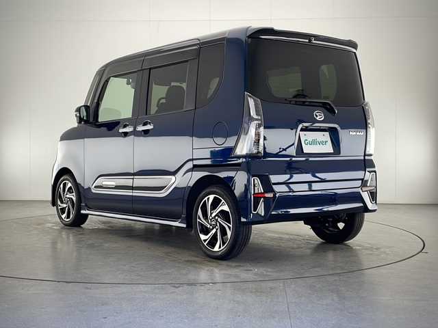 ダイハツ タント カスタム RS スタイルセレクション 宮崎県 2022(令4)年 4万km ブラックマイカメタリック/レーザーブルークリスタルシャイン 2トーン スマートアシスト３/〇衝突警報機能／衝突回避支援ブレーキ機能（対車両・対歩行者）/〇車線逸脱警報機能/〇誤発進抑制制御機能（前方、後方）/〇オートハイビーム/〇先行車発進お知らせ機能/〇レーダークルーズコントロール/〇コーナーセンサー/純正9インチSDナビ/フルセグTV/CD/DVD/Bluetooth/パノラマモニター/両側パワースライドドア/合皮シート/シートヒーター/LEDヘッドライト/アイドリングストップ/純正ナビ一体型ドライブレコーダー/ビルトインETC/純正15インチAW