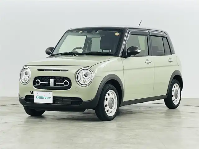 スズキ ラパン ＬＣ X 福島県 2022(令4)年 2.2万km トラッドカーキメタリック/アーバンブラウン 2トーン デュアルカメラブレーキサポート/・横滑り防止機能/・レーンキープアシスト/純正8インチナビ/・型番；CN-FZ886/・CD/DVD/BT/USB/USB/HDMI/iPod/FM/AM/シートヒーター/LEDヘッドライト/純正アルミホイール付きサマータイヤ/ステアリングリモコン/プッシュスタート/・スマートキー
