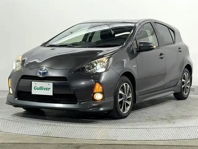 トヨタ アクア G ブラックソフトレザーセレ 大阪府 2014(平26)年 6.9万km グレーメタリック 黒革シート 純正エアロ モデリスタ15incAW 純正ナビTV バックカメラ スマートキー プッシュスタート アイドリングストップ オートライト オートエアコン ETC ワンオーナー
