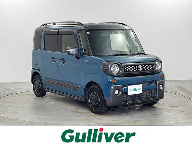 スズキ スペーシア ギア HYBRID XZ 栃木県 2021(令3)年 4.4万km デニムブルー ガンメタリック 2トーン 純正ナビ/（BT/CD/DVD/AM/FM）/衝突軽減システム　/レーダークルーズコントロール　/全周囲かめら/バックカメラ/横滑り防止　/車線逸脱抑制機能　/クリアランナソー/両側パワースライドドア　/前席シートヒーター　/ＥＴＣ　/ドライブレコーダー　/ステアリングスイッチ/電動格納ミラー/プッシュスタート/スマートキー/純正アルミホイール/純正フロアマット