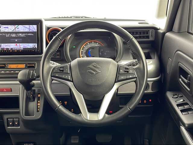 スズキ スペーシア ギア HYBRID XZ 栃木県 2021(令3)年 4.4万km デニムブルー ガンメタリック 2トーン 純正ナビ/（BT/CD/DVD/AM/FM）/衝突軽減システム　/レーダークルーズコントロール　/全周囲かめら/バックカメラ/横滑り防止　/車線逸脱抑制機能　/クリアランナソー/両側パワースライドドア　/前席シートヒーター　/ＥＴＣ　/ドライブレコーダー　/ステアリングスイッチ/電動格納ミラー/プッシュスタート/スマートキー/純正アルミホイール/純正フロアマット