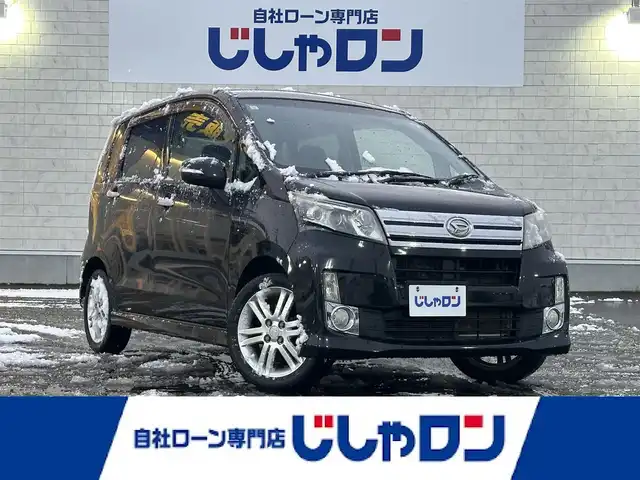 ダイハツ ムーヴ カスタム RS 道北・旭川 2013(平25)年 8万km ブラックマイカメタリック (株)IDOMが運営する【じしゃロン旭川店】の自社ローン対象車両になります。こちらは現金ご利用時の価格です。/自社ローンご希望の方は別途その旨お申付け下さい/　/・純正ナビ(CD/DVD/BT/SD/フルセグ)/・アイドリングストップ/・電動格納ウィンカーミラー/・フロントデアイサー/・リアデフォッガー/・プッシュスタート/・スマートキー1個/・フォグランプ/・オートライト/・現車装着サマータイヤ 純正AW165/55R15