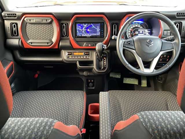 スズキ ハスラー HYBRID X 徳島県 2020(令2)年 7.2万km バーミリオンオレンジ/ガンメタリック2トーン 7ワイド型ナビ【MDV-D407BTW】/（Bluetooth/ワンセグ/CD/DVD/FM/AM/SD/USB/ipod）/バックカメラ/シートヒーター（D+N席）/デュアルカメラブレーキサポート/クリアランスソナー/LEDヘッドライト/オートハイビーム/フォグライト/ETC/純正AW/社外フロアマット/ドアバイザー/電格ミラー/プッシュスタート/スマートキー