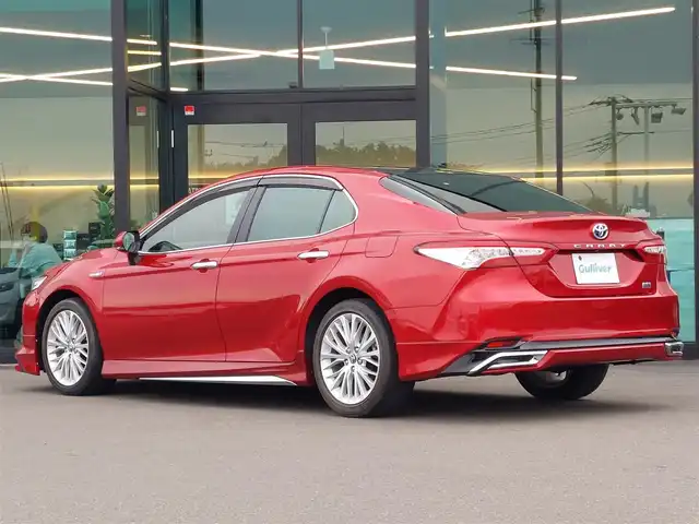 トヨタ カムリ G レザーパッケージ 東京都 2018(平30)年 2.3万km エモーショナルレッド 純正ナビ/【AM/FM/DISC/SD/USB/BT/AUX/TV】/モデリスタエアロ/バックカメラ/ETC2.0/パノラマムーンルーフ/ドライブレコーダー/レザーシート/シートヒーター/パワーシート(D/N席)/コーナーセンサー/レーダークルーズコントロール/BSM/バックソナー/LEDヘッドライト/フォグランプ/USBポート/ステアリングスイッチ/純正フロアマット/純正18インチAW/プッシュスタート/スマートキー