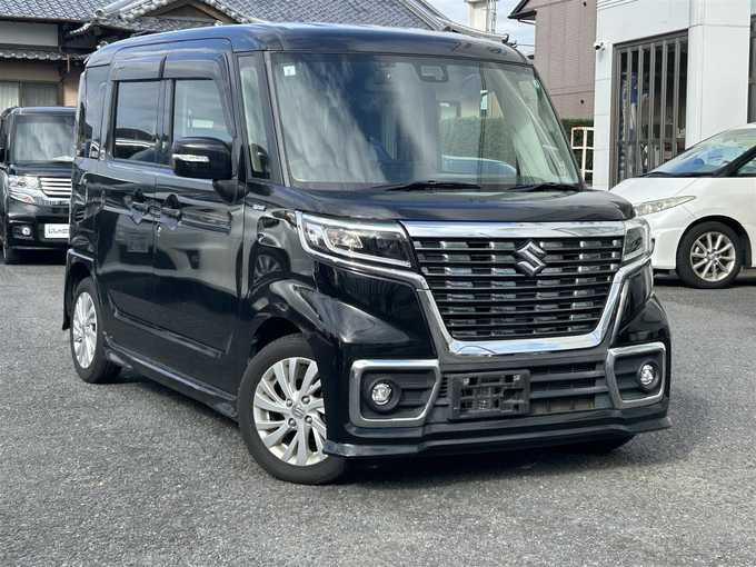 新着情報“スペーシアカスタムハイブリッドGS 衝突被害軽減ブレーキ非装着車”2019年式ブルーイッシュブラックパール3入荷しました！