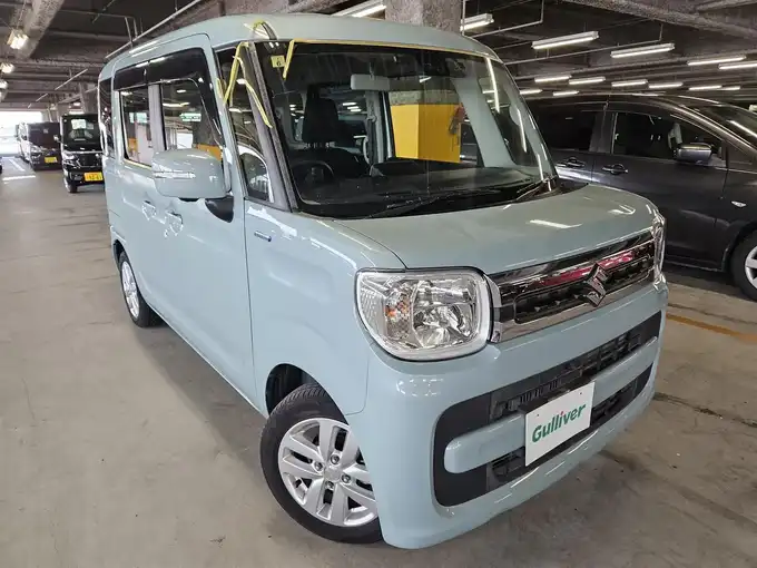 新着情報“スペーシアハイブリッドX 衝突被害軽減ブレーキ非装着車”2018年式オフブルーM入荷しました！