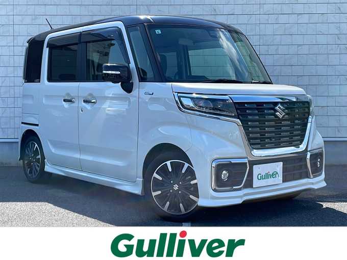 新着情報“スペーシアカスタムハイブリッドXSターボ 衝突被害軽減ブレーキ非装着車”2019年式ピュアホワイトパール/ブラック2トーン入荷しました！