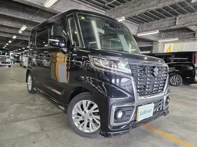 新着情報“スペーシアカスタムハイブリッドGS 衝突被害軽減ブレーキ非装着車”2018年式ブルーイッシュブラックパール3入荷しました！