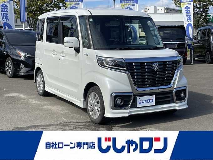 新着情報“スペーシアカスタムハイブリッドGS 衝突被害軽減ブレーキ非装着車”2018年式ピュアホワイトP入荷しました！