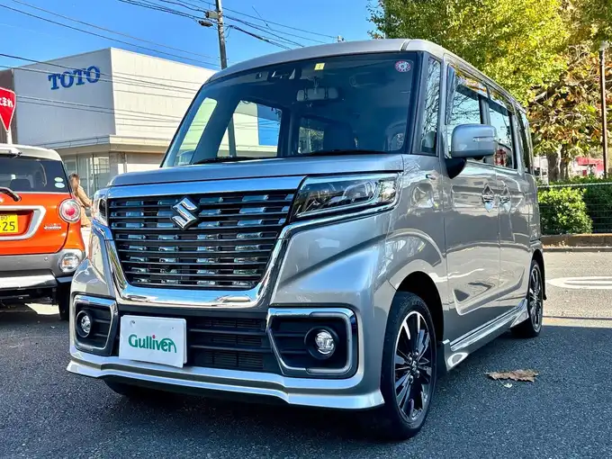 新着情報“スペーシアカスタム HYBRID XS ターボ”2019年式スチールシルバーM入荷しました！