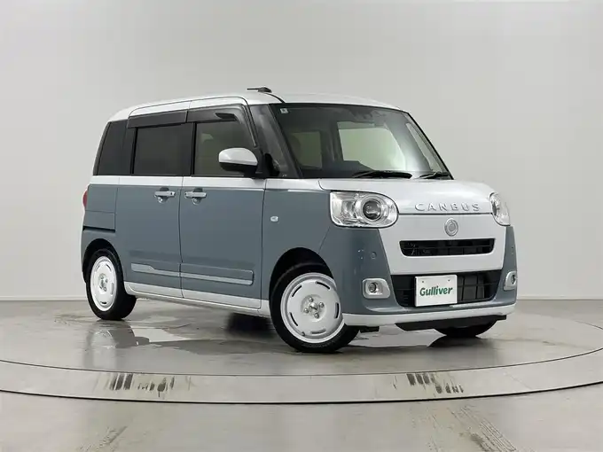 新着情報“ムーヴキャンバスストライプスGターボ eco IDLE非装着車”2024年式シャイニングホワイトパール/レイクブルーメタリック入荷しました！
