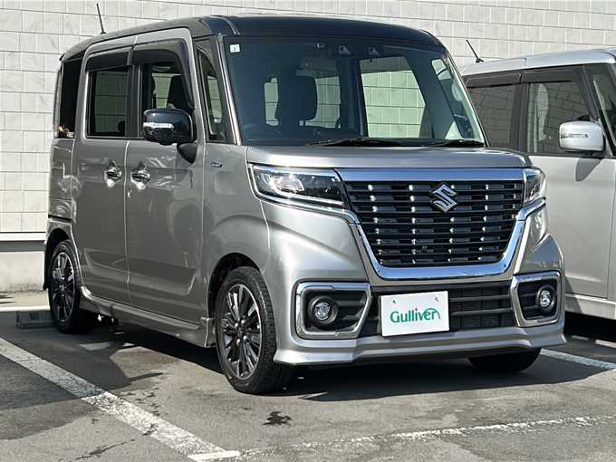 新着情報“スペーシアカスタムハイブリッドXS”2021年式スチールシルバーメタリック/ブルーイッシュブラックパール入荷しました！