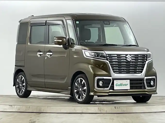 新着情報“スペーシアカスタムハイブリッドXSターボ 衝突被害軽減ブレーキ非装着車”2018年式ブレイブカーキP入荷しました！