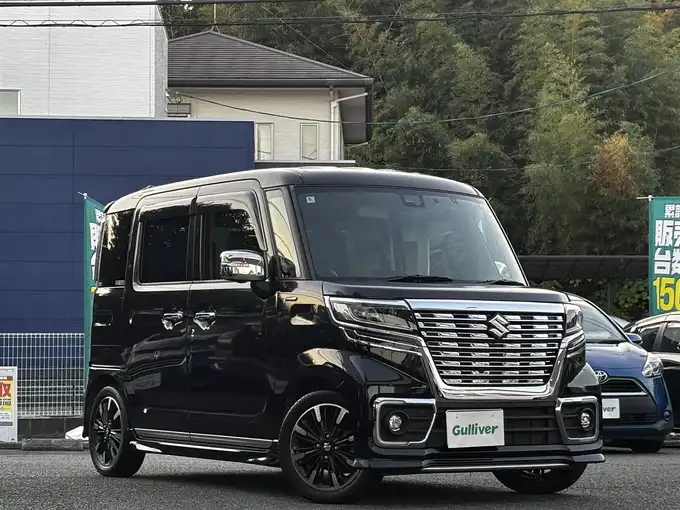 新着情報“スペーシアカスタムハイブリッドXSターボ 衝突被害軽減ブレーキ非装着車”2018年式ブルーイッシュブラックパール3入荷しました！