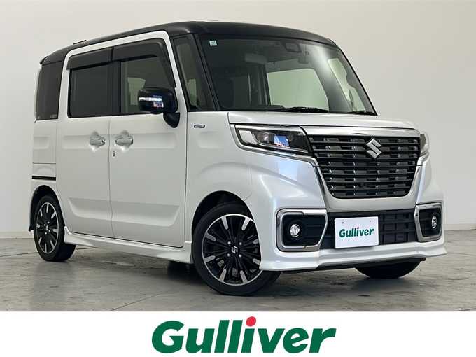 新着情報“スペーシアカスタムハイブリッドXS 衝突被害軽減ブレーキ非装着車”2019年式ピュアホワイトパール/ブラック2トーン入荷しました！