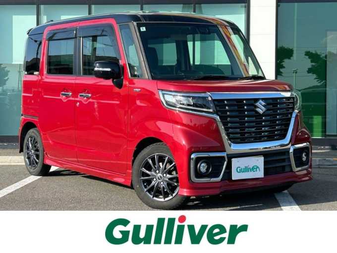 新着情報“スペーシアカスタムハイブリッドGS 衝突被害軽減ブレーキ非装着車”2018年式フェニックスレッドパール/ブルーイッシュブラックパール入荷しました！