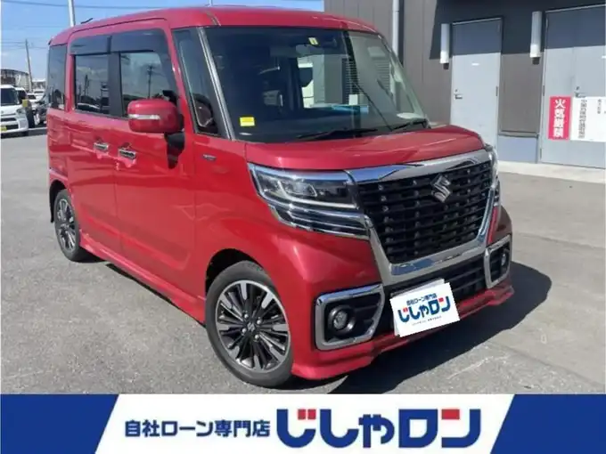 新着情報“スペーシアカスタムハイブリッドXS 衝突被害軽減ブレーキ非装着車”2018年式フェニックスレッドパール入荷しました！